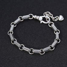 Joyería de plata de ley S925 para hombre y mujer, pulsera sencilla con hebilla de anillo, versión coreana, Plata tailandesa, corazón y letras, 2019 2024 - compra barato