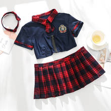 Sexy School Girls Lingerie Womens Student Uniform with Front Tie Plaid Exotic Costumes Role Play Sexy Halloween Costumes 2024 - buy cheap