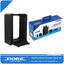 Dobe Многофункциональная подставка для хранения дисков с зарядной док-станцией для контроллера DS4 для Playstation 4 PS4 Pro Slim XBOX ONE S 2024 - купить недорого