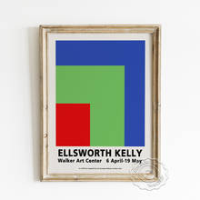 O cartaz moderno do museu da exposição de ellsworth kelly, cor azul verde vermelha imprime a arte do campo, pintura decorativa do centro da arte de walker 2024 - compre barato