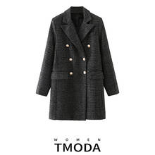 TMODA354 Za-Blazer informal con doble botonadura para mujer, abrigo de manga larga con cuello con muescas, para oficina, elegante 2024 - compra barato