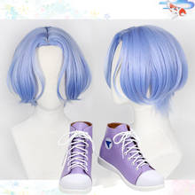 Anime sk8 o infinito sk langa cosplay peruca gradiente azul cabelo curto halloween headwear unissex adereços com sapatos de rede de cabelo livre 2024 - compre barato