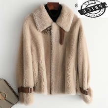 Shearling Real Sheep Fur Coat Winter Jacket Women 100% Wool Coats and Jackets Women Clothes 2021 Korean short Jacket 631   2024 - buy cheap