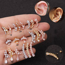 1Pc Zircon Crystal Stainless Steel Barbell Ear Piercing Body Jewelry Cartilage Helix Tragus Rook Lobe Stud Earring Jewelry 2024 - buy cheap