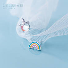 Colusiwei 925 Sterling Silver Colorful Crystal Unicorn Rainbow Stud Earrings Silver for Women & Girls Sterling-Silver-Jewelry 2024 - buy cheap