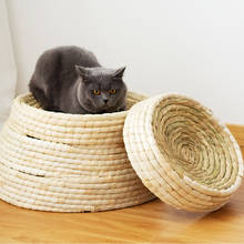 Pet Straw Braided Bed Puppy Kennel Cat Nest Kitten Scratching Sleeping Mat Pets House Cats Grinding Claw Cushion Pad 2024 - buy cheap