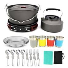 22pcs/set Camping Cookware Mess Kit, Large Size Hanging Pot Pan Kettle with Base Cook Set for Outdoor Camping Hiking and Picnic 2024 - buy cheap