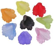 100pcs Transparent Acrylic Flower Beads, Frosted, Dyed, Mixed Color, about 12mm wide, 12mm long, 1.8mm thick, hole: 1.5mm 2024 - buy cheap