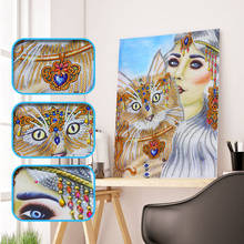 Pintura de diamante de bella y gato 5D DIY, kit de bordado de punto de cruz de Forma especial, mosaico de diamantes de imitación, decoración de pared del hogar 2024 - compra barato