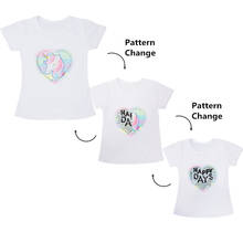 Summer Girls T-Shirts Clothing Magic Sequin Change Graph Heart Cotton Children Casual Fashion Unicorn Tshirt Kids Tops Tees 3-8Y 2024 - buy cheap