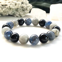MG0868 New Design A Grade 10 mm Blue Kyanite Bracelet Natural Labradorite Black Tourmaline Mens MIxed Gem Stone Bracelet 2024 - buy cheap
