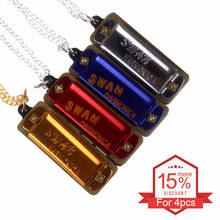 SWAN Mini Harmonica 4 Holes 8 Tones Harmonica Metal Chain Necklace Style Mouth Organ for Children / Kids Gifts 2024 - buy cheap