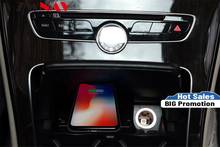 Cargador inalámbrico QI para coche mercedes-ben Serie C/GLC, carga rápida inteligente por infrarrojos, soporte de teléfono para coche para iphone