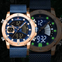Naviforce relógio masculino esportivo, relógio de pulso azul e digital de quartzo para homens, marca de luxo na moda, relógio masculino com mostrador grande 2024 - compre barato