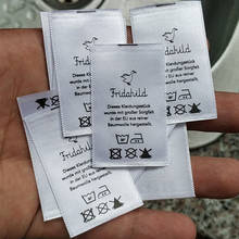 1000pcs , 3 * 5 cm Custom White satin ribbon print washing tag clothing care label 2024 - buy cheap