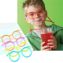 Óculos de plástico macio flexível, óculos de palha para festa infantil, tubo de bebida único, ferramentas de crianças, novidade, brinquedos, acessórios de bar 2024 - compre barato