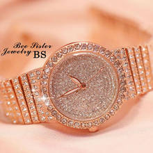 Relógio feminino ouro diamante social, relógio de pulso aço inoxidável quartz com cristais 2024 - compre barato