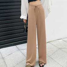 High Waist Soft Comfort Women Pants 2021 New Casual Summer Slacks Pants Women Ice Silk Loose Full Length Long Trousers Female 2024 - buy cheap