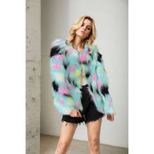 New Furry Imitation Fur Coat Women Fluffy Warm Long Sleeve Female Outerwear Autumn Winter Coat Jacket Collarless Overcoat 2024 - buy cheap