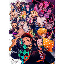 Ponto cruz decoração para casa demônio slayer kimetsu não yaiba broca quadrado completo japão desenhos animados de diamante imagem pintura parede 2024 - compre barato