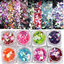 8Jar/Set Holo Effect Nail Glitter Sequins For UV Gel Polish Mix Color Multi Shape Fine Glitter Sparkles Acrylic Nail Art Glitter 2024 - buy cheap