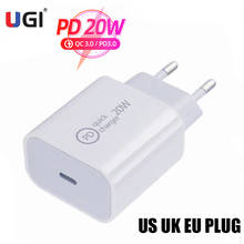 Быстрое зарядное устройство UGI 20 Вт PD QC 4,0 3,0 USB Type C, быстрая зарядка, американская, Британская, европейская вилка, адаптер для iPhone 12 Samsung Oneplus HTC Xiaomi USB C 2024 - купить недорого