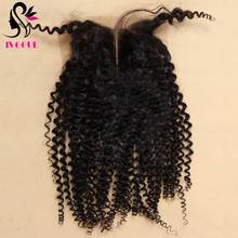 4*4 Afro Kinky Curly Human Hair Lace Closure with Baby Hair Indian Human Hair Extension Closure Free Middle Part Natural Black 2024 - buy cheap