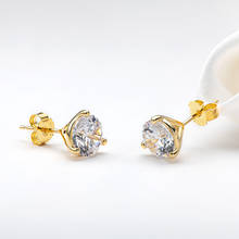LESF Jewelry-pendientes de plata de ley 925 con diamantes, joyería con cierre de tipo tuerca, de oro amarillo, para mujeres y niñas 2024 - compra barato