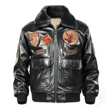 2020 USAF Genuine G1 Leather Pilot Jacket Wool Collar Thick Cowhide Winter Russian Aviator Leather Coat Customized Plus Size XXL 2024 - buy cheap