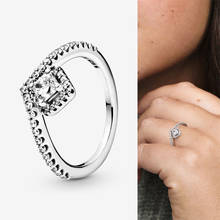 Женское кольцо из серебра 925 пробы, блестящее квадратное кольцо для желаний, подарок на свадьбу или вечеринку, модные ювелирные украшения 2024 - купить недорого