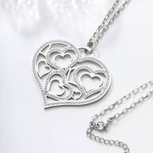 Stainless Steel Hollow Heart Pendant Necklace For Women Crystal Muti-Hearts Long Necklace Party Gift Wedding Jewelry Dropship 2024 - buy cheap