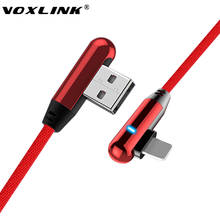 VOXLINK 90 Degree 2.4A USB Cable for iphone X XS XR Fast Charging Sync Data USB Cable For iphone xs max 8 8Plus 7 6 6s ipad mini 2024 - buy cheap