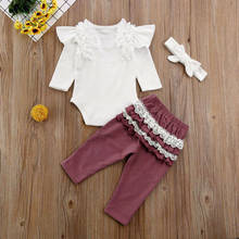 Brand-new 2PCS Newborn Infant Kid Baby Girls Ruffle Tops T-shirt+Long Pants Outfits Clothes Set 0-24 Months 2024 - buy cheap