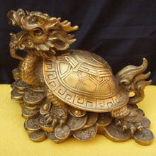 Estatua de la famosa estatua china de la suerte, bronce de feng-shui, tortuga Dragón 2024 - compra barato