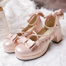 Zapatos de vendaje cruzado con lazo para mujer, calzado de cosplay japonés, loli cos, retro, tacón grueso, cabeza redonda, lolita dulce, kawaii 2024 - compra barato