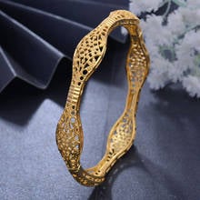 Bangles 1pcs/lot Gold color Bangles for Women Girl wedding bending Luxury Bracelet Female Ethnic Gold Color Halloween Jewelry 2024 - buy cheap