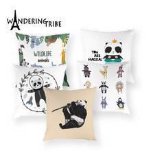 Funda de almohada de Panda de dibujos animados, cubierta de cojín decorativa de bambú para el hogar, fundas de cojines de sofá, cama, Animal bonito, blanco 2024 - compra barato