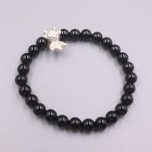 Real 999 pulsera de plata para mujer chica ágata roja ágata negra 6mm pulsera 16-19cmL regalo 2024 - compra barato