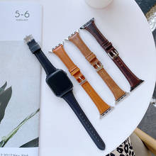 Ремешок кожаный для Apple Watch Band 44 мм 42 мм 40 мм 38 мм, сменный Браслет для смарт-часов iwatch series 2 3 4 5 6 2024 - купить недорого