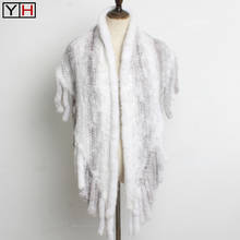 New listing Knitted Natural Real Mink Fur Shawl Scarf Brand Fashion 100% Genuine Mink Fur Scarves Poncho Real Fur Shawl 2024 - buy cheap
