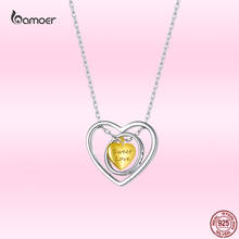Bamoer-collar con colgante Triple de corazón geométrico para mujer, de Plata de Ley 925 auténtica para pareja, regalo de joyería, 45cm, GAN207 2024 - compra barato