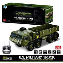 Caminhão militar rc eua hg 1/12 8wd, caminhão de metal 8*8 chasis, modelo 2.4g, rádio servo p801 embutido 2024 - compre barato