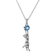 ZEMIOR 925 Sterling Silver Sexy Kitten Blue Crystal Pendant Necklace Attractive Kitty Women Chains Unique Fine Jewelry 2021 2024 - buy cheap