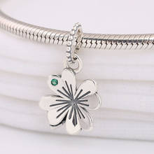 Authentic S925 Silver Four-leaf Petals Clover Pendant Hanging Bead Charm fit Pandora Bracelet Bangle DIY Jewelry 2024 - buy cheap