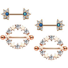 Kit de anéis de mamilos, 14g, proteção, piercing, barras, aço inoxidável, masculino, feminino, ouro rosa 2024 - compre barato