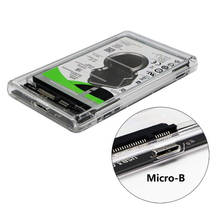 Caixa transparente para disco rígido portátil, 2.5 polegadas, adaptador micro-b, ssd hdd, caixa externa para laptop, notebook, pc 2024 - compre barato