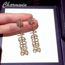 Pendientes colgantes para mujer, aretes largos con diamantes de imitación digitales, superbrillantes, regalo de joyería, novedad 2024 - compra barato