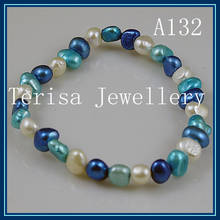 Hot Sale Baroque Pearl Bracelet AA 8-9MM Multicolor Genuine Freshwater Pearl Elastic Bracelet Birthday Chirstmas Smart Jewelry 2024 - buy cheap