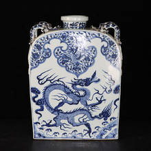 Yuan Dynasty blue and white dragon pattern Four-series square vase antique collection true antique porcelain Jingdezhen kiln 2024 - buy cheap