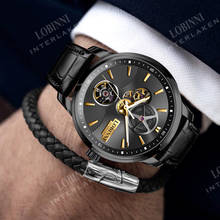 LOBINNI Luxury Brand New Fashion Mens Watches Waterproof Leather Strap Casual Automatic Mechanical Watch Relogio Masculino 2024 - buy cheap